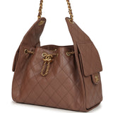Chanel Small 25 Hobo Bag Brown Caviar Antique Gold Hardware - Thumbnail View 5