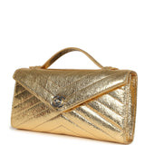 Chanel Chevron Clutch Metallic Gold Aged Calfskin Silver Hardware