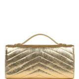Chanel Chevron Clutch Metallic Gold Aged Calfskin Silver Hardware