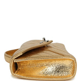 Chanel Chevron Clutch Metallic Gold Aged Calfskin Silver Hardware