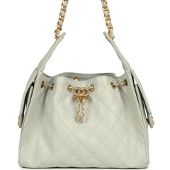 Chanel Small 25 Hobo Bag Light Green Caviar Antique Gold Hardware