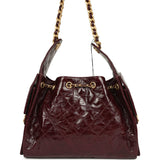 Chanel Small 25 Hobo Bag Burgundy Shiny Aged Crumpled Calfskin Antique Gold Hardware