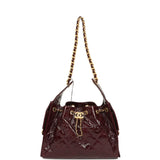 Chanel Small 25 Hobo Bag Burgundy Shiny Aged Crumpled Calfskin Antique Gold Hardware