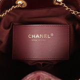 Chanel Small 25 Hobo Bag Burgundy Shiny Aged Crumpled Calfskin Antique Gold Hardware