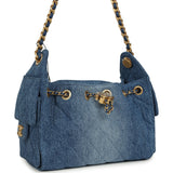 Chanel Mini 25 Hobo Bag Blue Washed Denim Antique Gold Hardware - Thumbnail View 2