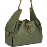 Chanel Small 25 Hobo Bag Green Caviar Antique Gold Hardware - Thumbnail View 2