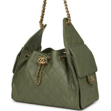 Chanel Small 25 Hobo Bag Green Caviar Antique Gold Hardware - Thumbnail View 5