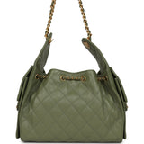 Chanel Small 25 Hobo Bag Green Caviar Antique Gold Hardware - Thumbnail View 4