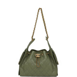 Chanel Small 25 Hobo Bag Green Caviar Antique Gold Hardware - Thumbnail View 7