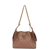 Chanel Small 25 Hobo Bag Brown Caviar Antique Gold Hardware - Thumbnail View 6