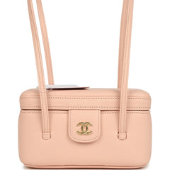 Chanel Preppy Coco Long Vanity with Straps Light Pink Shiny Caviar Brushed Gold Hardware