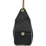 Chanel Small 25 Hobo Bag Black Raffia and White Calfskin Antique Gold Hardware - Thumbnail View 3