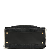 Chanel Small 25 Hobo Bag Black Raffia and White Calfskin Antique Gold Hardware - Thumbnail View 6