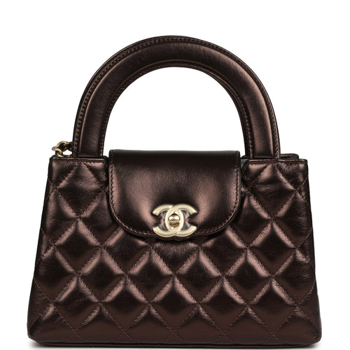 Chanel Small Kelly Shopper Metallic Dark Bronze Calfskin Brushed Light Gold Hardware