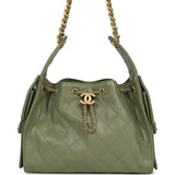 Chanel Small 25 Hobo Bag Green Caviar Antique Gold Hardware - Thumbnail View 1