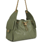 Chanel Small 25 Hobo Bag Green Caviar Antique Gold Hardware - Thumbnail View 2