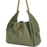 Chanel Small 25 Hobo Bag Green Caviar Antique Gold Hardware - Thumbnail View 5