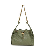 Chanel Small 25 Hobo Bag Green Caviar Antique Gold Hardware - Thumbnail View 6