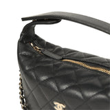 Chanel Mini Hobo Pouch with Chain Black Shiny Caviar Light Gold Hardware