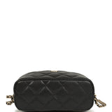 Chanel Mini Hobo Pouch with Chain Black Shiny Caviar Light Gold Hardware