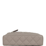 Chanel Top Handle Long Vanity Case with Chain Grey Shiny Caviar Silver Hardware