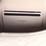 Chanel Top Handle Long Vanity Case with Chain Grey Shiny Caviar Silver Hardware