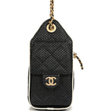 Chanel Mini 25 Hobo Bag Black Raffia and White Calfskin Antique Gold Hardware