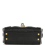 Chanel Mini 25 Hobo Bag Black Raffia and White Calfskin Antique Gold Hardware