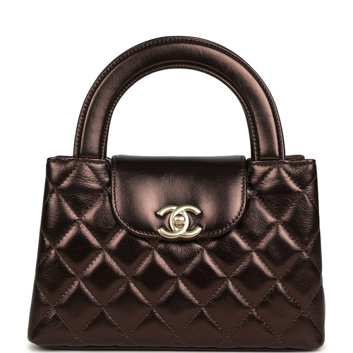 Chanel Small Kelly Shopper Metallic Dark Bronze Calfskin Brushed Light Gold Hardware