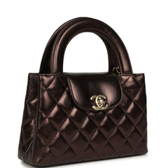 Chanel Small Kelly Shopper Metallic Dark Bronze Calfskin Brushed Light Gold Hardware