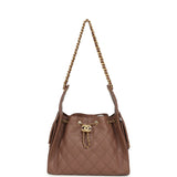 Chanel Small 25 Hobo Bag Brown Caviar Antique Gold Hardware - Thumbnail View 6