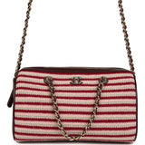 Chanel Mini Timeless Classic Barrel Bag with Chain Burgundy Multi Crochet and Burgundy Lambskin Light Gold Hardware - Thumbnail View 1
