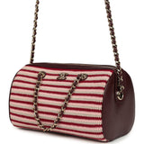 Chanel Mini Timeless Classic Barrel Bag with Chain Burgundy Multi Crochet and Burgundy Lambskin Light Gold Hardware - Thumbnail View 5