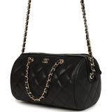 Chanel Mini Timeless Classic Barrel Bag with Chain Black Shiny Caviar Light Gold Hardware