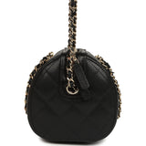 Chanel Mini Timeless Classic Barrel Bag with Chain Black Shiny Caviar Light Gold Hardware