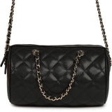Chanel Mini Timeless Classic Barrel Bag with Chain Black Shiny Caviar Light Gold Hardware