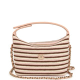 Chanel Mini Hobo Pouch with Chain Light Pink, Brown and White Crochet and Lambskin Light Gold Hardware