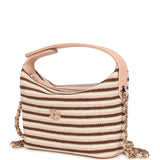 Chanel Mini Hobo Pouch with Chain Light Pink, Brown and White Crochet and Lambskin Light Gold Hardware