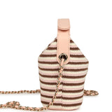 Chanel Mini Hobo Pouch with Chain Light Pink, Brown and White Crochet and Lambskin Light Gold Hardware
