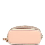Chanel Mini Hobo Pouch with Chain Light Pink, Brown and White Crochet and Lambskin Light Gold Hardware