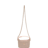 Chanel Mini Hobo Pouch with Chain Light Pink, Brown and White Crochet and Lambskin Light Gold Hardware