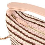 Chanel Mini Hobo Pouch with Chain Light Pink, Brown and White Crochet and Lambskin Light Gold Hardware