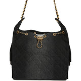 Chanel Medium 25 Hobo Bag Black Washed Denim Antique Gold Hardware
