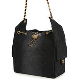 Chanel Medium 25 Hobo Bag Black Washed Denim Antique Gold Hardware