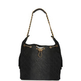 Chanel Medium 25 Hobo Bag Black Washed Denim Antique Gold Hardware