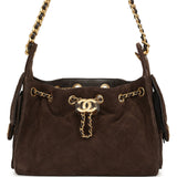 Chanel Mini 25 Hobo Bag Dark Brown Suede Antique Gold Hardware - Thumbnail View 1