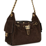 Chanel Mini 25 Hobo Bag Dark Brown Suede Antique Gold Hardware - Thumbnail View 2