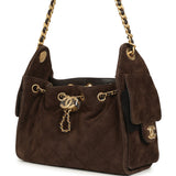 Chanel Mini 25 Hobo Bag Dark Brown Suede Antique Gold Hardware - Thumbnail View 5