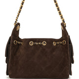 Chanel Mini 25 Hobo Bag Dark Brown Suede Antique Gold Hardware - Thumbnail View 4