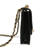 Pre-owned Chanel Chic Pearls Flap Bag Black Calfskin Brushed Gold Hardware